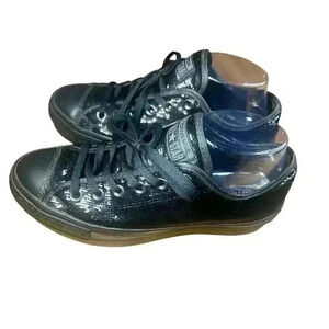 Converse All Star Chuck Taylor Sneakers Women 8.5 Black Sequin Fashion Shoes